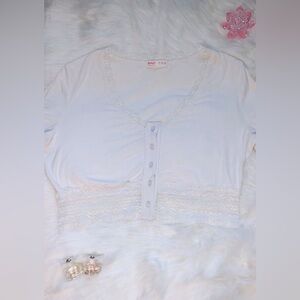 Romwe White Lace Crop Top